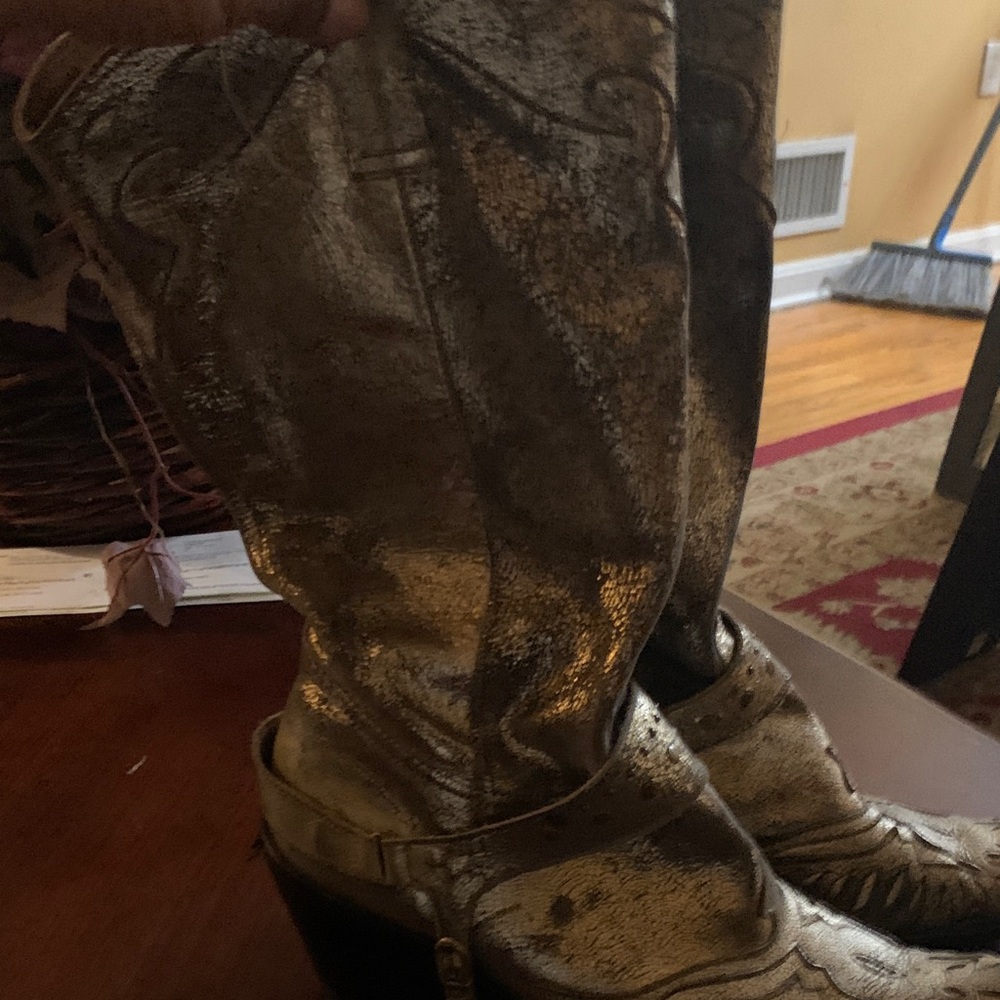 Nine West Metallic Gold Western Boots